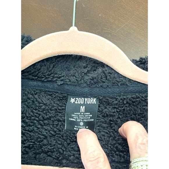 Vintage 90s Y2K Grunge Baggy Plaid Zoo York Sherpa Zip Hoodie Jacket Mens Size M - Picture 6 of 11